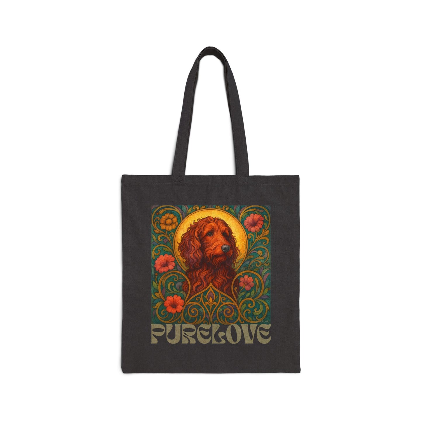 Red Goldendoodle Vintage Dog Lovers Cotton Canvas Tote Bag - Unique, Artistic, Durable