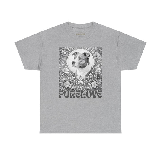 Staffy Grey & White Vintage Unisex Cotton Tee for Dog Lovers (Black & White T-Shirt)
