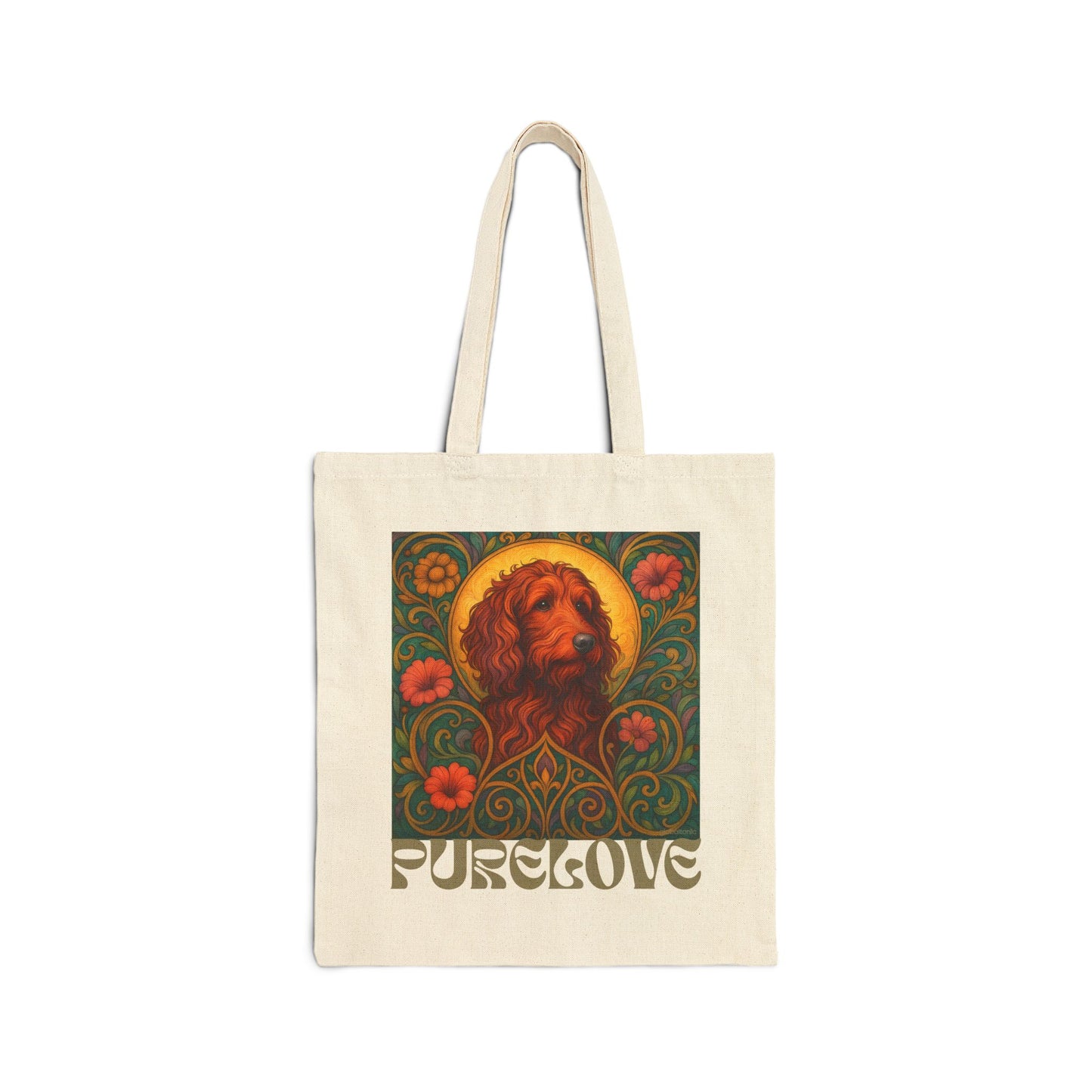Red Goldendoodle Vintage Dog Lovers Cotton Canvas Tote Bag - Unique, Artistic, Durable