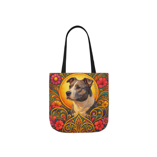 Staffy Grey & White All-Over Print Canvas Tote Bag – Colourful Artistic Dog Lover Gift