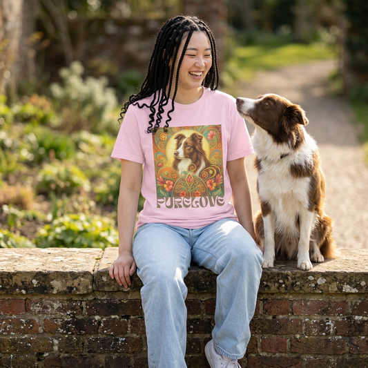 Border Collie (Chocolate & White) Vintage Graphic T-Shirt – Unisex Cotton Tee for Dog Lovers