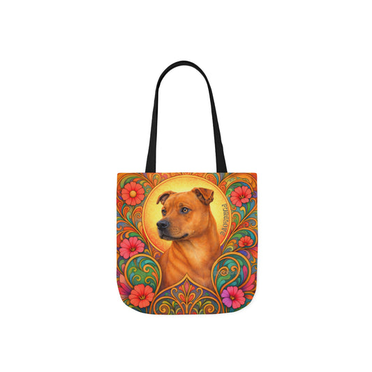 Staffy Tan All-Over Print Canvas Tote Bag – Colourful Artistic Dog Lover Gift