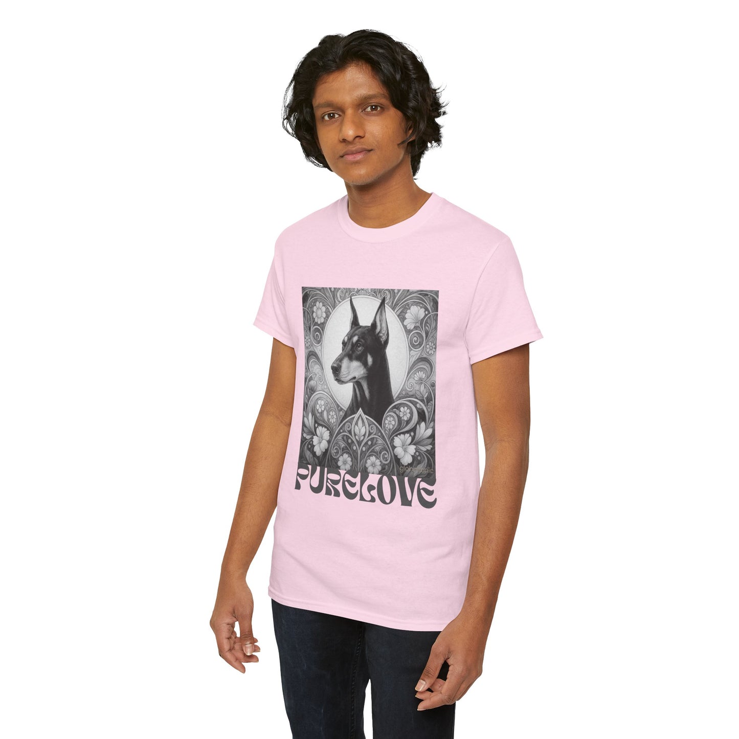 Doberman Vintage Unisex Cotton Tee for Dog Lovers (Black & White)