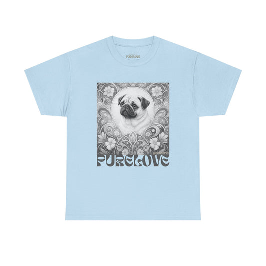 Pug Tan Vintage Unisex Cotton Tee for Dog Lovers (Black & White T-Shirt)