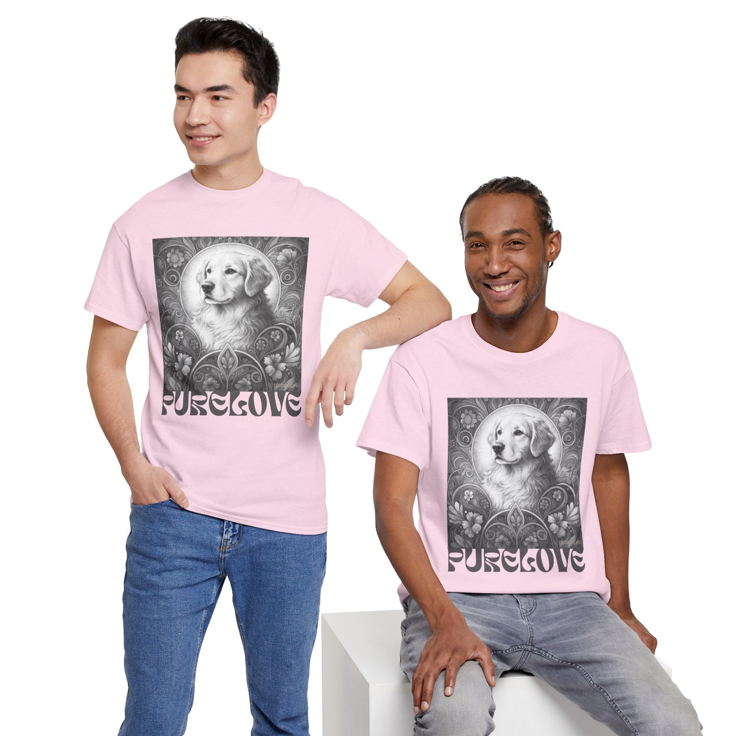 Golden Retriever Vintage Unisex Cotton Tee for Dog Lovers (Black & White)