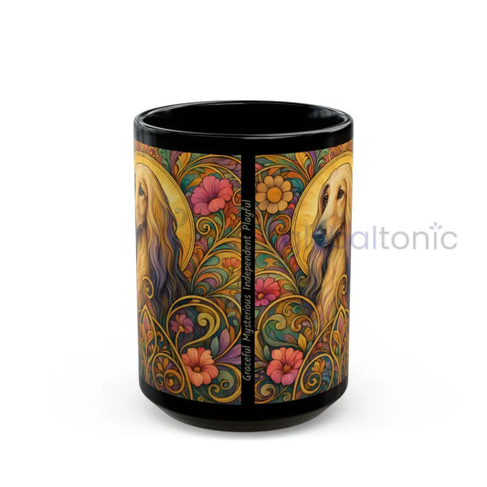 Afghan Dog Lover Black Mug – Vintage Pet Themed Cup for Gifts & Home Decor 15oz Mug
