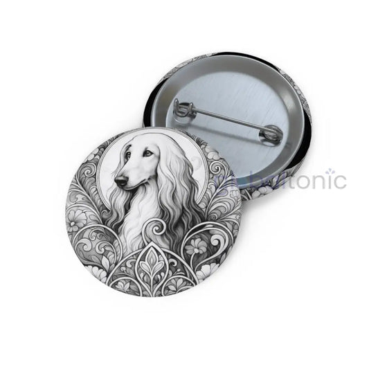 Afghan Dog Pin Button (Black and White) - Vintage Design Gift for Dog Lovers & Pet Owners 1.25’’ Accessories