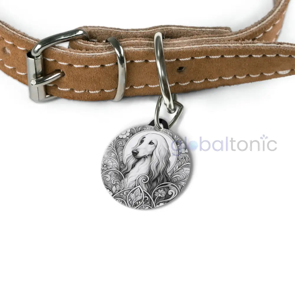Afghan Dog Tag (Black & White) - Vintage Design Gift for Dog Lovers 1’’ Pets