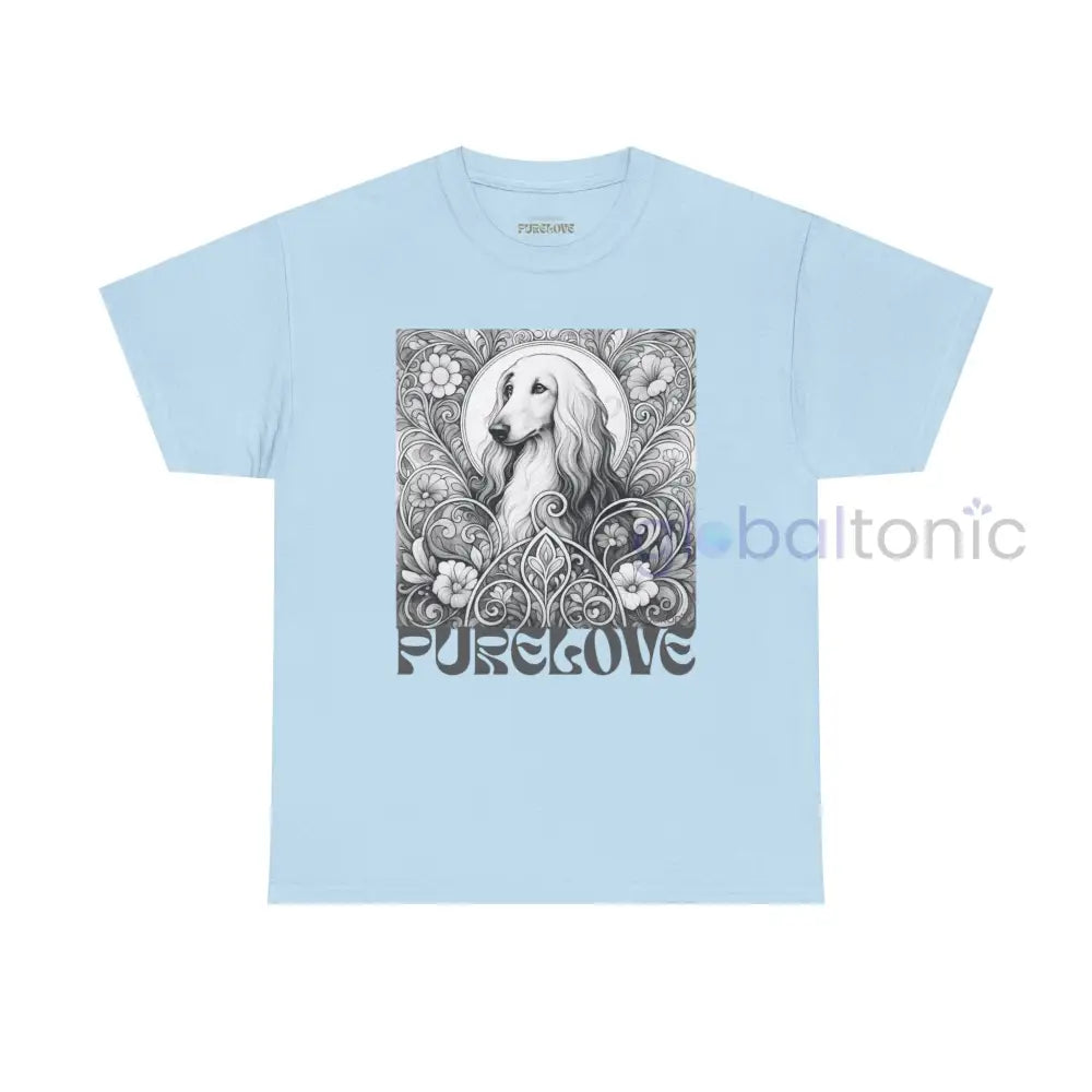 Afghan Vintage Unisex Cotton Tee for Dog Lovers (Black & White) Light Blue / S T-Shirt