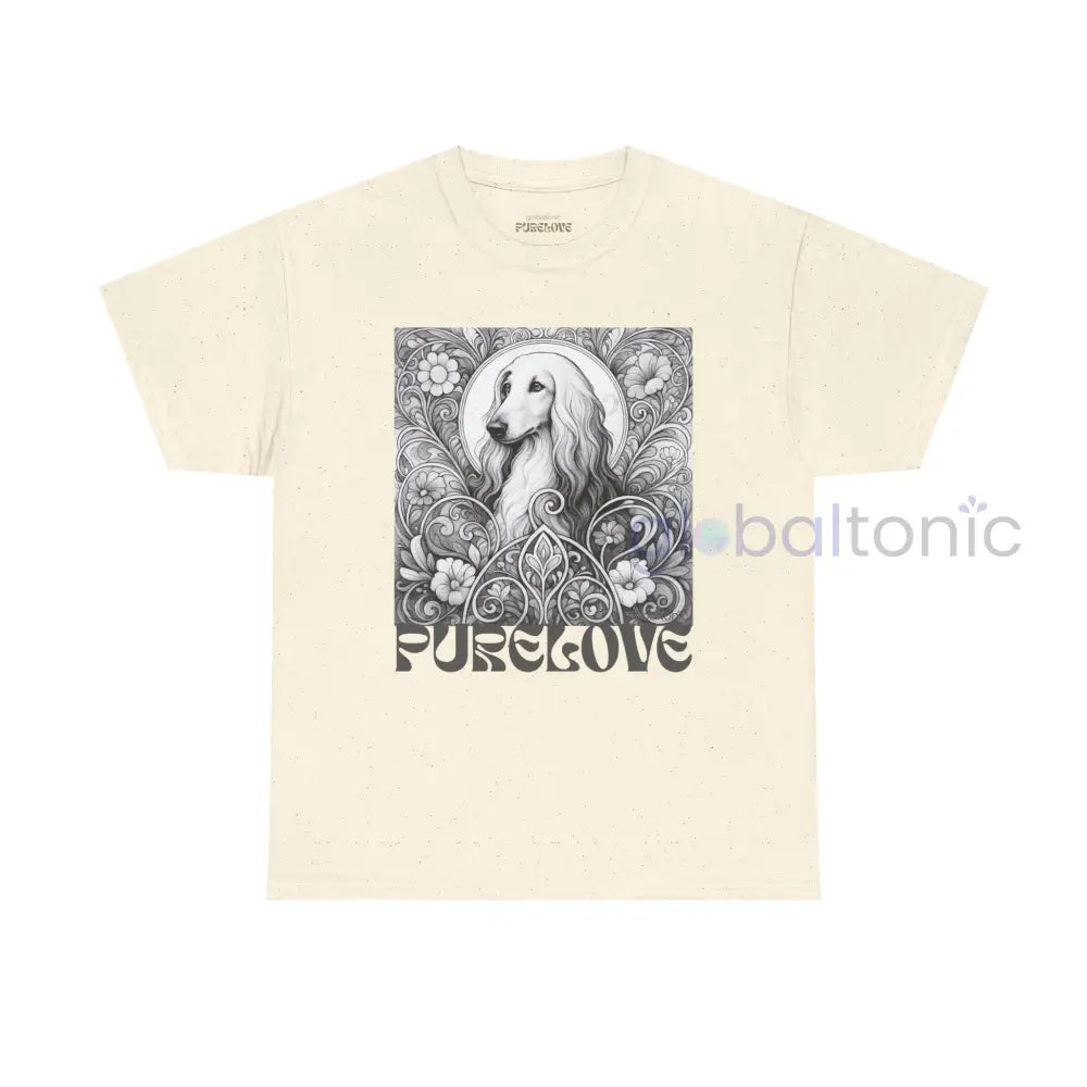 Afghan Vintage Unisex Cotton Tee for Dog Lovers (Black & White) Natural / S T-Shirt