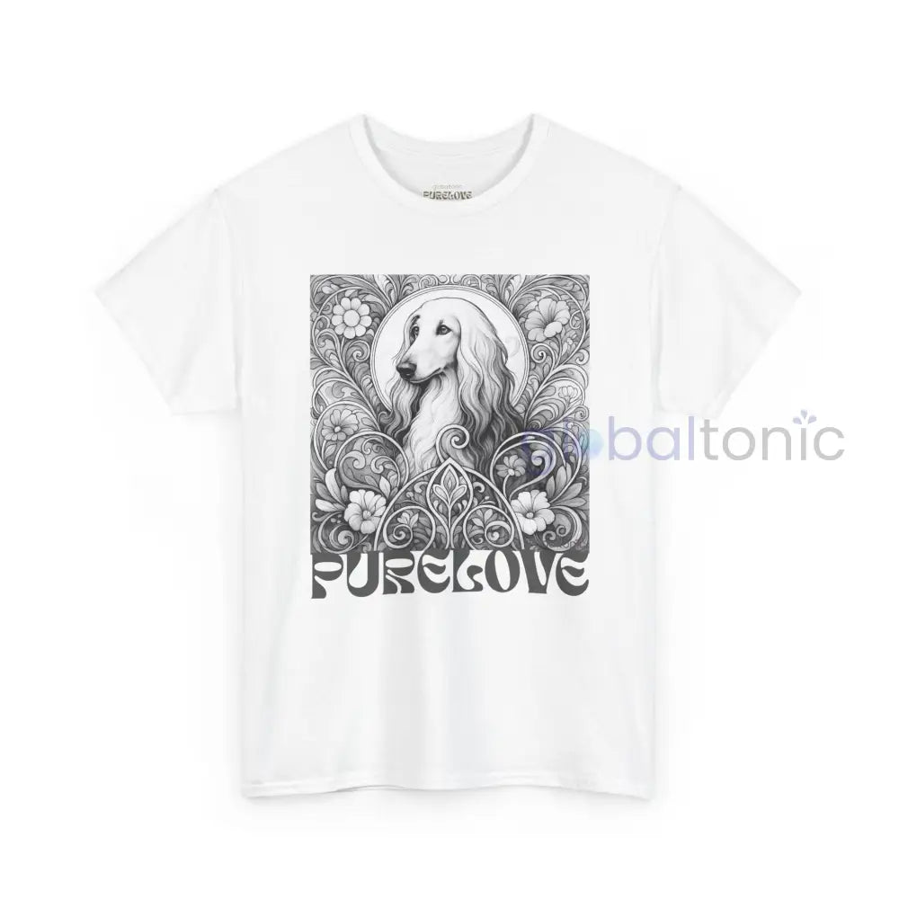 Afghan Vintage Unisex Cotton Tee for Dog Lovers (Black & White) White / S T-Shirt