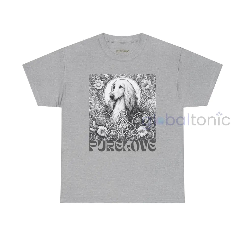 Afghan Vintage Unisex Cotton Tee for Dog Lovers (Black & White) Sport Grey / S T-Shirt