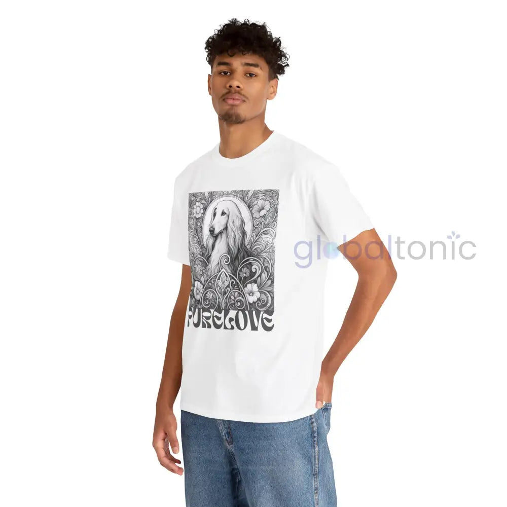 Afghan Vintage Unisex Cotton Tee for Dog Lovers (Black & White) T-Shirt