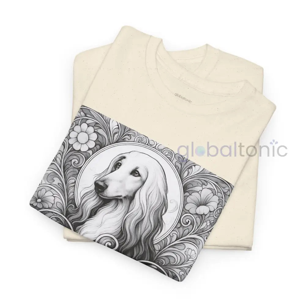 Afghan Vintage Unisex Cotton Tee for Dog Lovers (Black & White) T-Shirt
