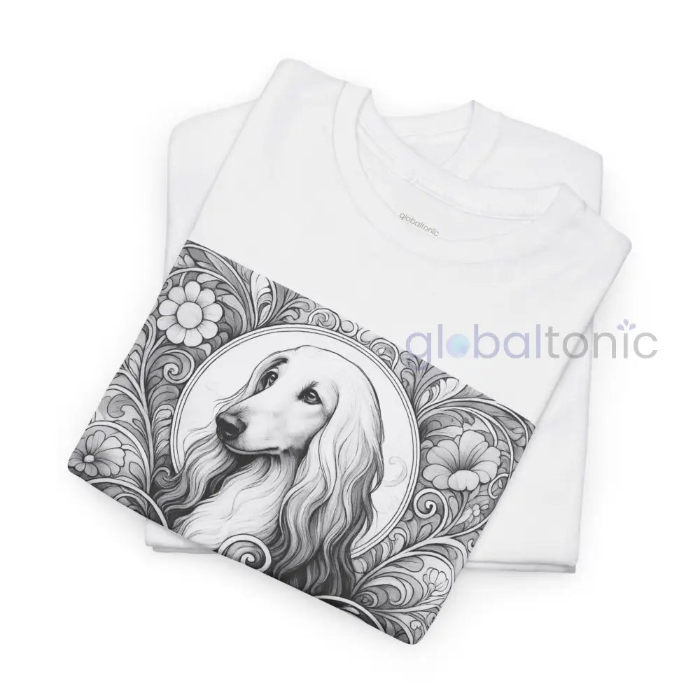 Afghan Vintage Unisex Cotton Tee for Dog Lovers (Black & White) T-Shirt