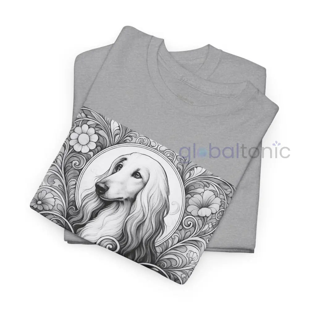 Afghan Vintage Unisex Cotton Tee for Dog Lovers (Black & White) T-Shirt