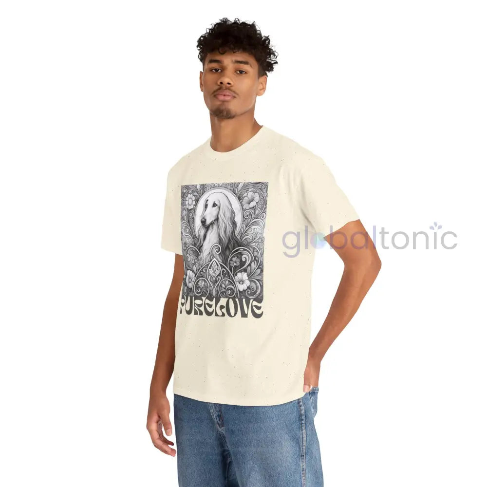 Afghan Vintage Unisex Cotton Tee for Dog Lovers (Black & White) T-Shirt