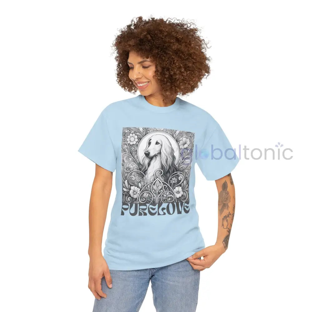 Afghan Vintage Unisex Cotton Tee for Dog Lovers (Black & White) T-Shirt