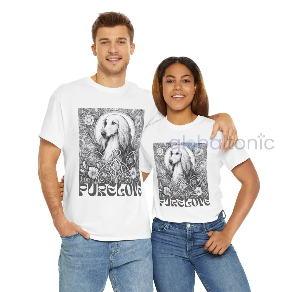 Afghan Vintage Unisex Cotton Tee for Dog Lovers (Black & White) T-Shirt