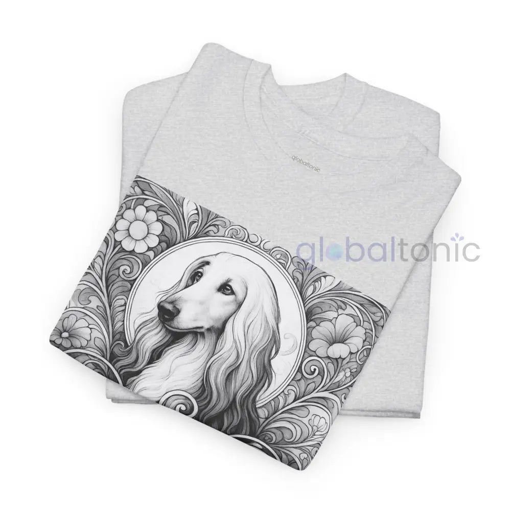 Afghan Vintage Unisex Cotton Tee for Dog Lovers (Black & White) T-Shirt