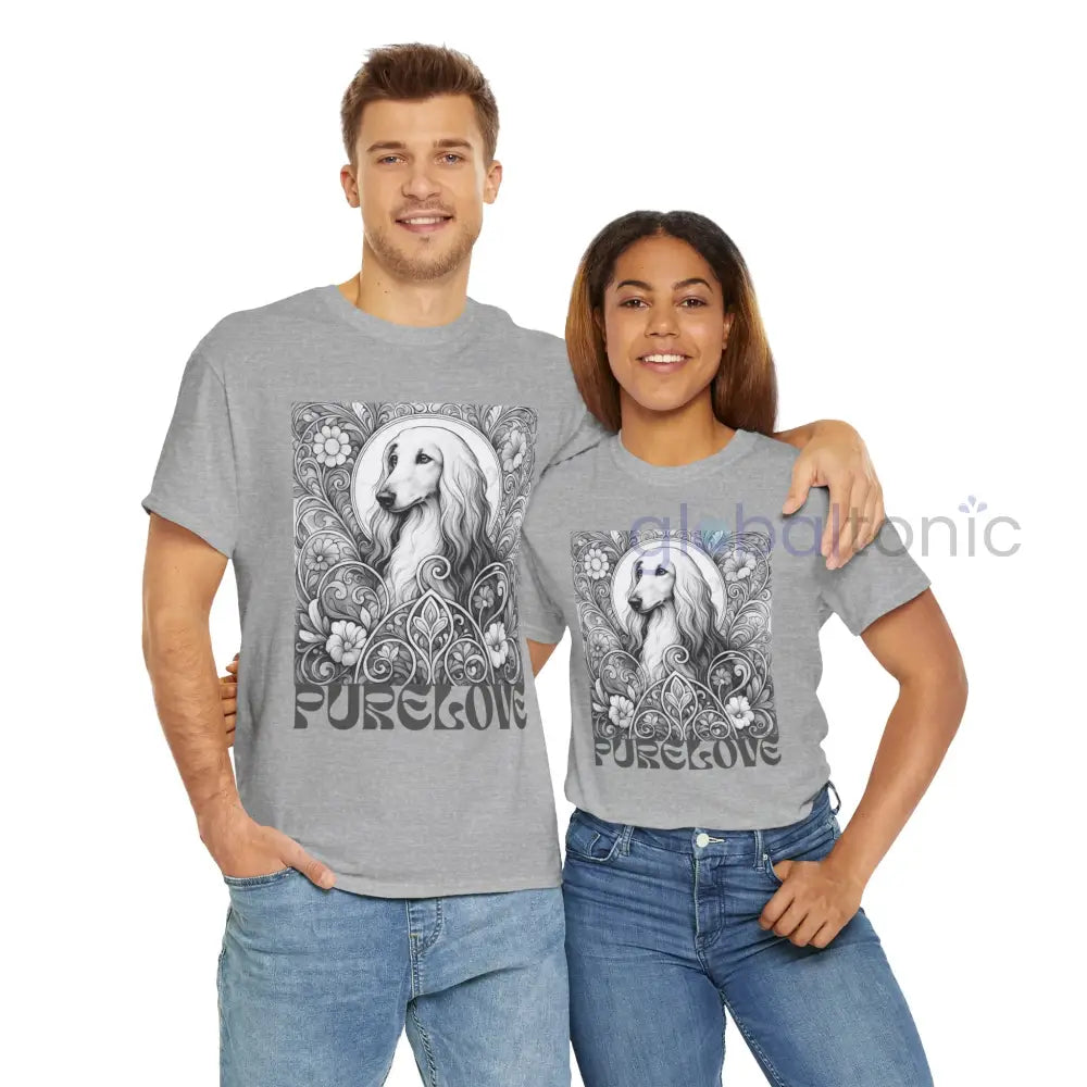 Afghan Vintage Unisex Cotton Tee for Dog Lovers (Black & White) T-Shirt