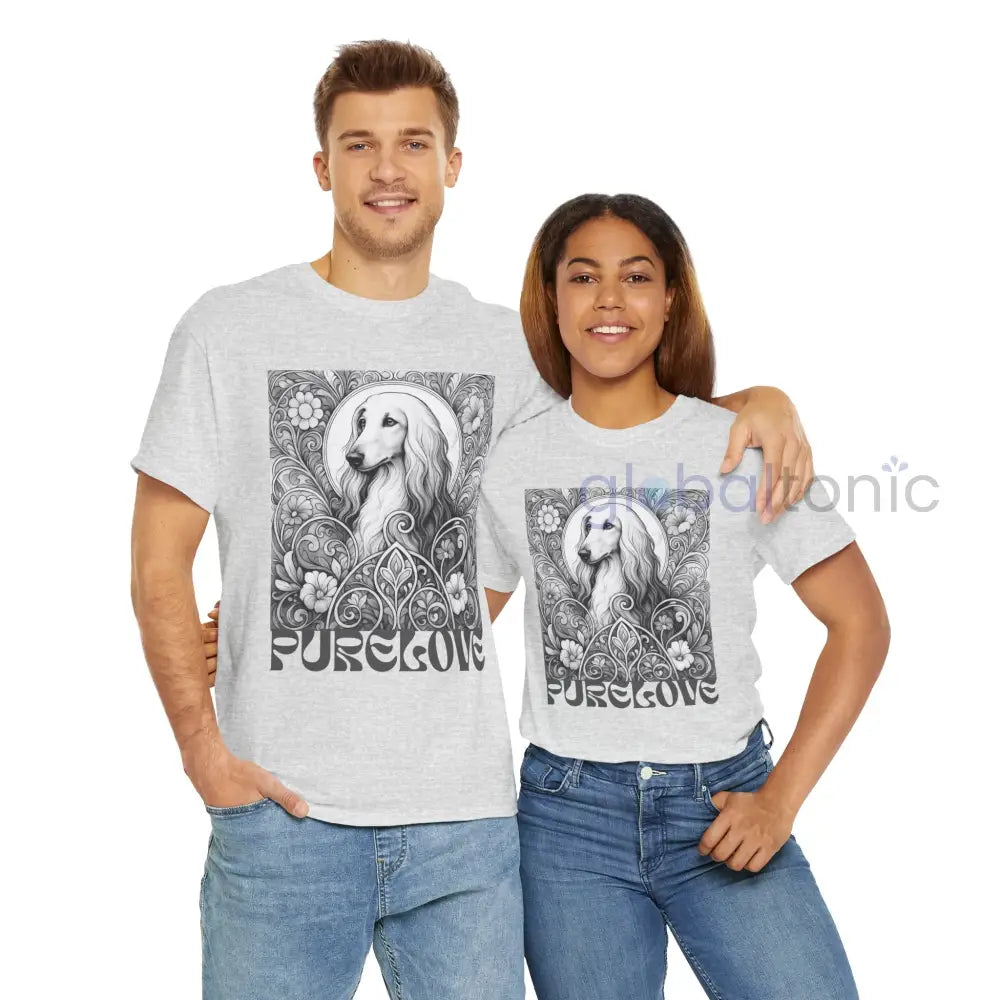 Afghan Vintage Unisex Cotton Tee for Dog Lovers (Black & White) T-Shirt