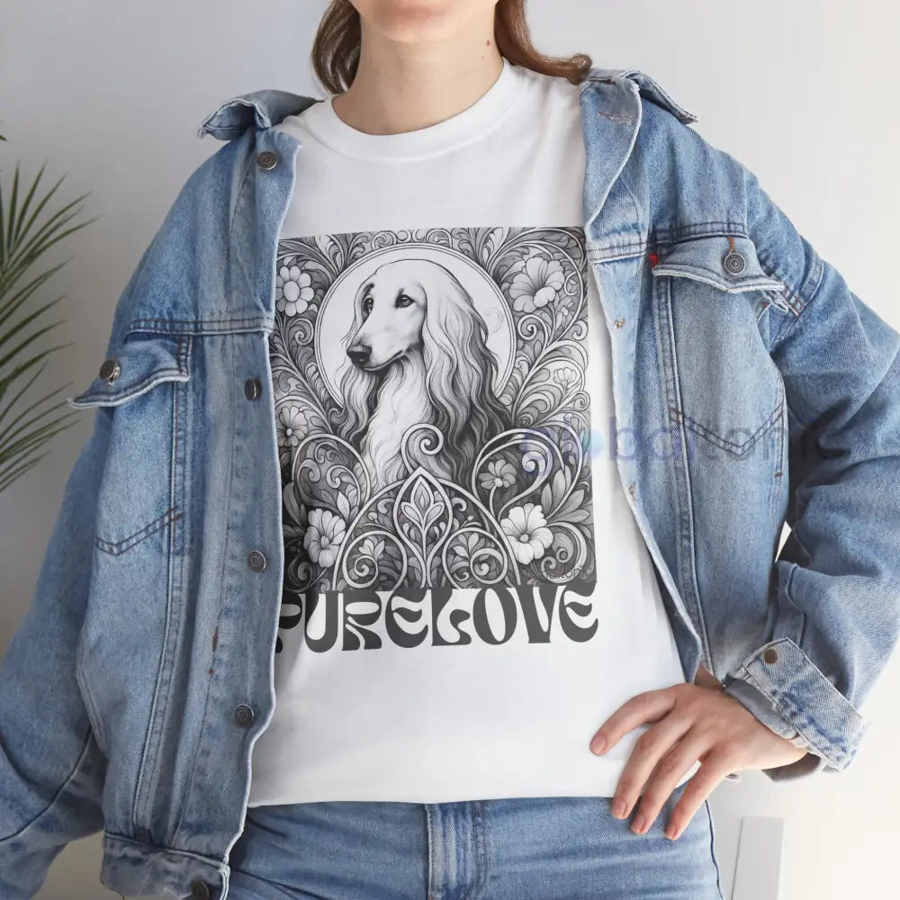 Afghan Vintage Unisex Cotton Tee for Dog Lovers (Black & White) T-Shirt