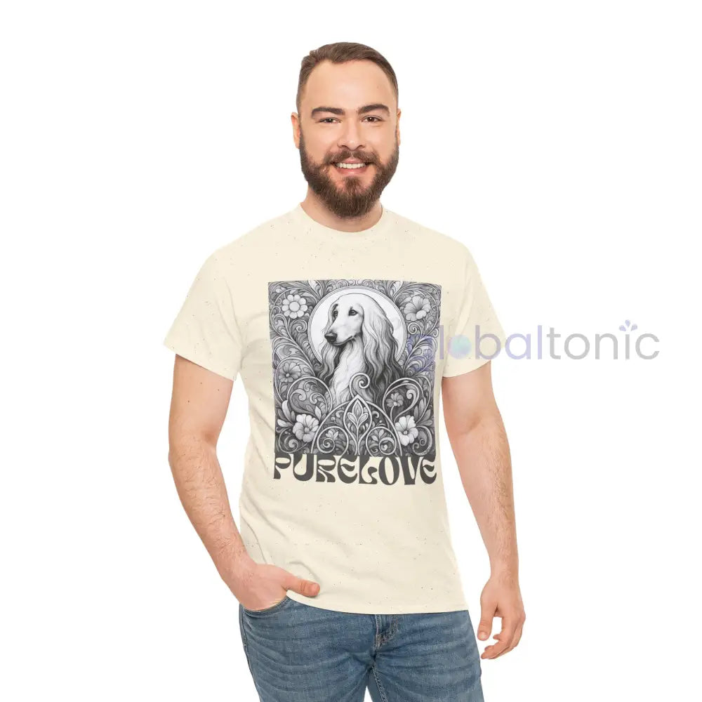Afghan Vintage Unisex Cotton Tee for Dog Lovers (Black & White) T-Shirt