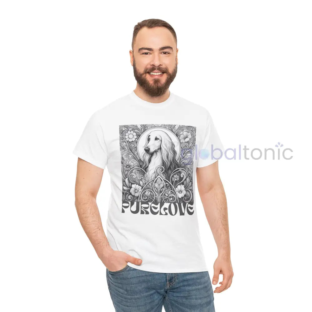 Afghan Vintage Unisex Cotton Tee for Dog Lovers (Black & White) T-Shirt