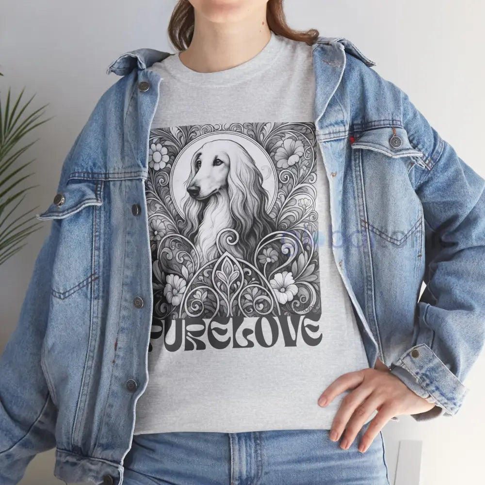 Afghan Vintage Unisex Cotton Tee for Dog Lovers (Black & White) T-Shirt