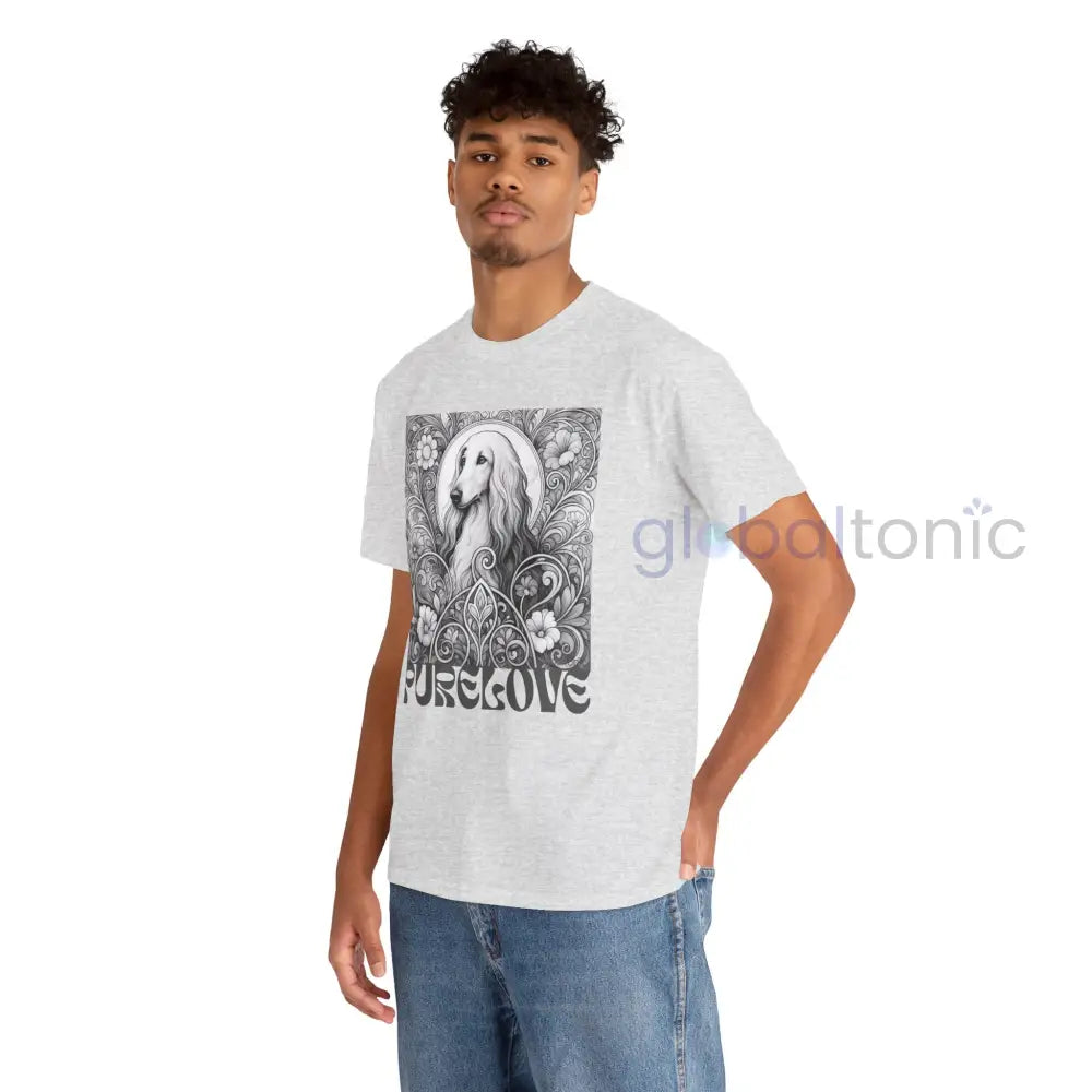 Afghan Vintage Unisex Cotton Tee for Dog Lovers (Black & White) T-Shirt