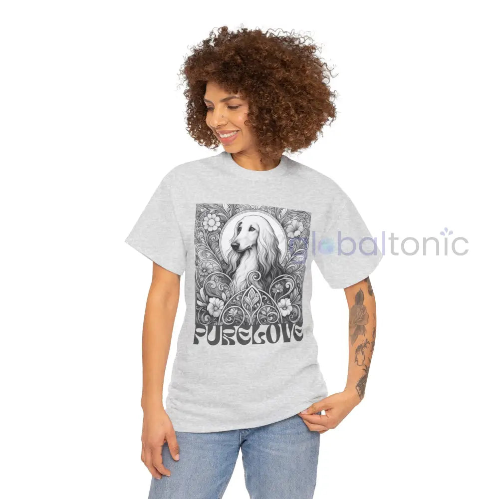 Afghan Vintage Unisex Cotton Tee for Dog Lovers (Black & White) T-Shirt