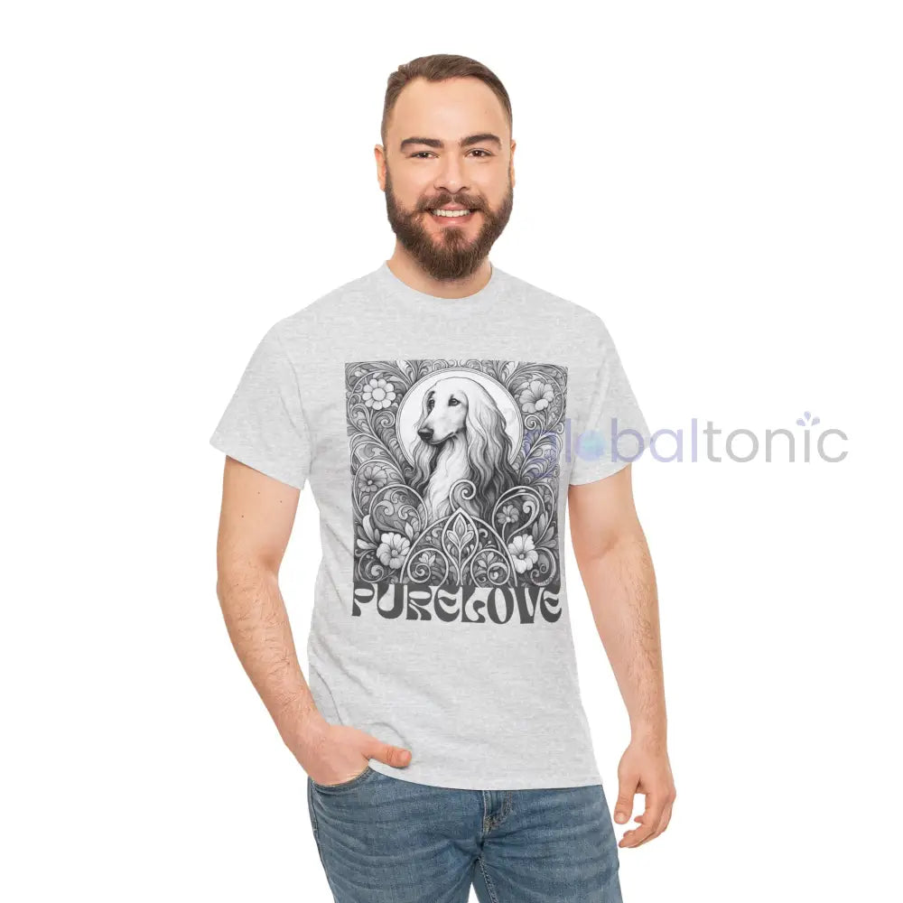 Afghan Vintage Unisex Cotton Tee for Dog Lovers (Black & White) T-Shirt