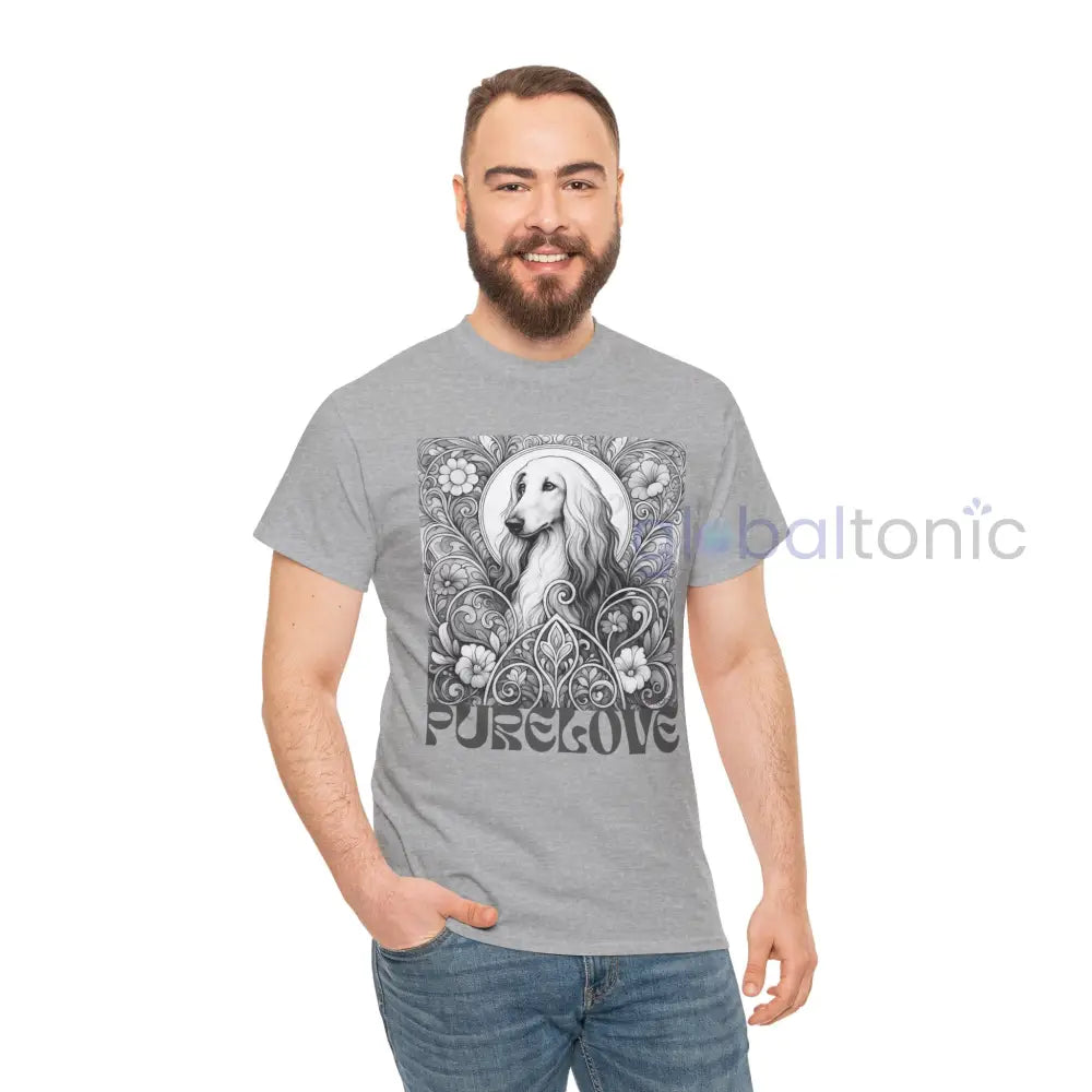 Afghan Vintage Unisex Cotton Tee for Dog Lovers (Black & White) T-Shirt