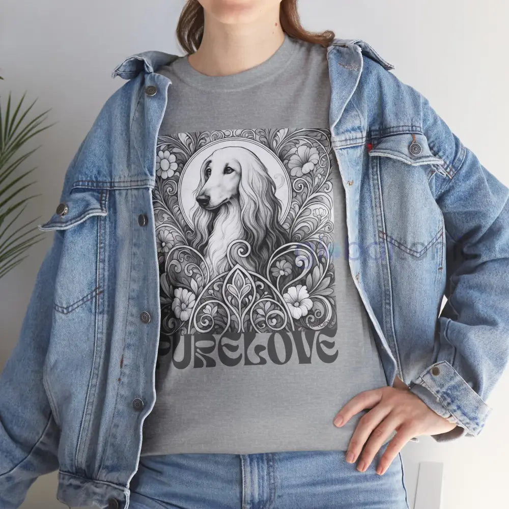 Afghan Vintage Unisex Cotton Tee for Dog Lovers (Black & White) T-Shirt