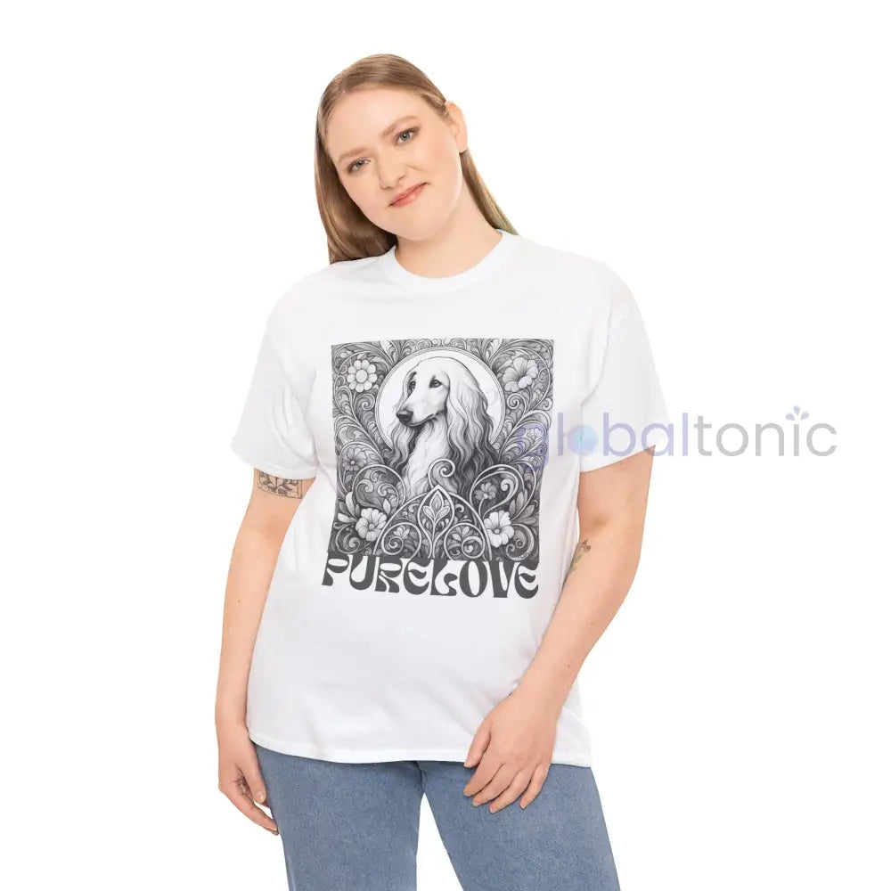 Afghan Vintage Unisex Cotton Tee for Dog Lovers (Black & White) T-Shirt