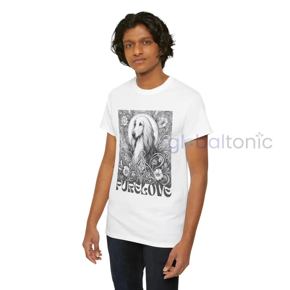 Afghan Vintage Unisex Cotton Tee for Dog Lovers (Black & White) T-Shirt
