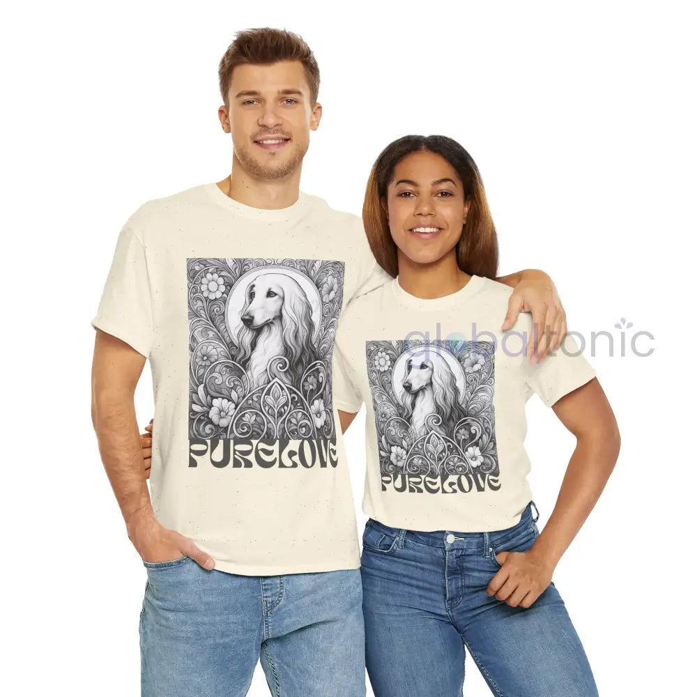 Afghan Vintage Unisex Cotton Tee for Dog Lovers (Black & White) T-Shirt