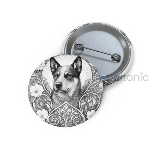 Australian Blue Heeler Dog Pin Button (Black & White) - Vintage Design Gift for Dog Lovers 1.25’’ Accessories