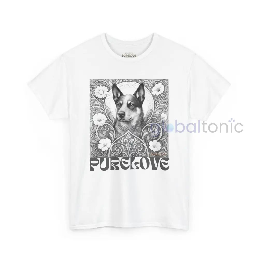 Australian Blue Heeler Vintage Unisex Cotton Tee for Dog Lovers (Black & White) White / S T-Shirt