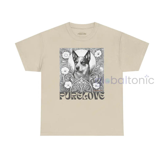 Australian Blue Heeler Vintage Unisex Cotton Tee for Dog Lovers (Black & White) Sand / S T-Shirt
