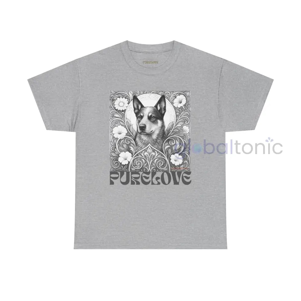 Australian Blue Heeler Vintage Unisex Cotton Tee for Dog Lovers (Black & White) Sport Grey / S T-Shirt