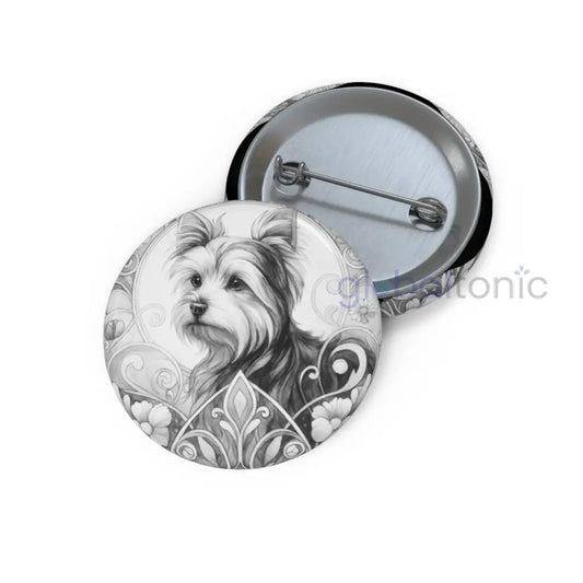 Australian Terrier Dog Pin Button (Black and White) - Vintage Design Gift for Dog Lovers 1.25’’ Accessories