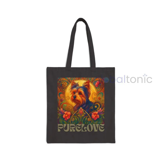 Australian Terrier Vintage Dog Lovers Cotton Canvas Tote Bag - Unique Artistic Durable Black / 15’’ x 16’’ Bags