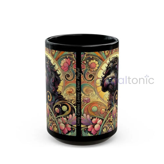 Black Cavapoo (Cavoodle) Dog Lover Black Mug – Vintage Pet Themed Cup for Gifts & Home Decor 15oz Mug