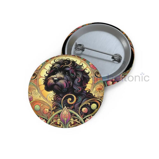 Black Cavapoo (Cavoodle) Pin Button - Vintage Design Gift for Dog Lovers 1.25’’ Accessories