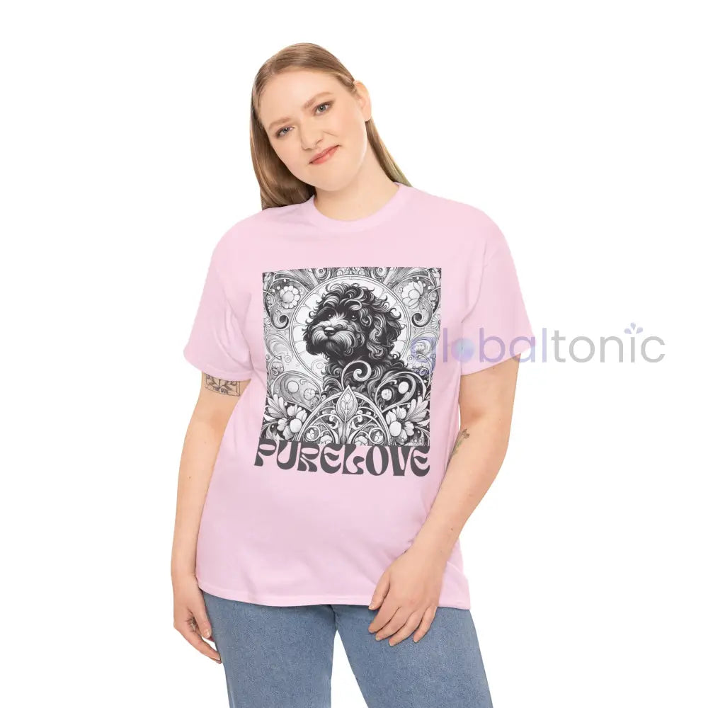 Black Cavapoo (Cavoodle) Vintage Unisex Cotton Tee for Dog Lovers (Black & White) T-Shirt