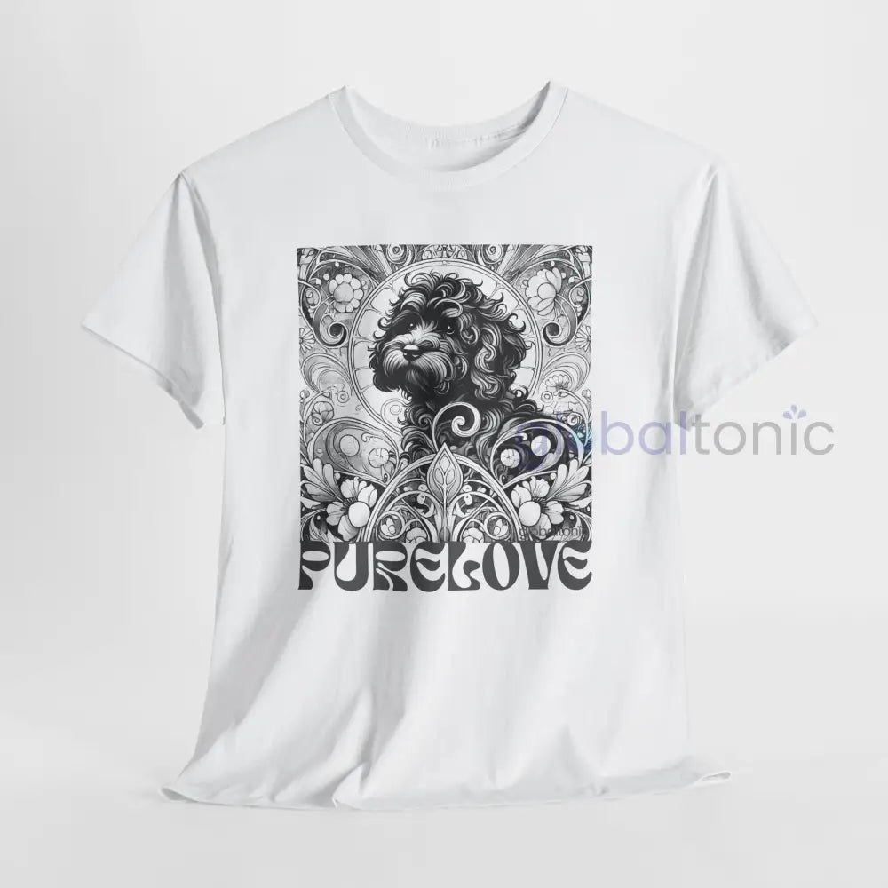 Black Cavapoo (Cavoodle) Vintage Unisex Cotton Tee for Dog Lovers (Black & White) T-Shirt