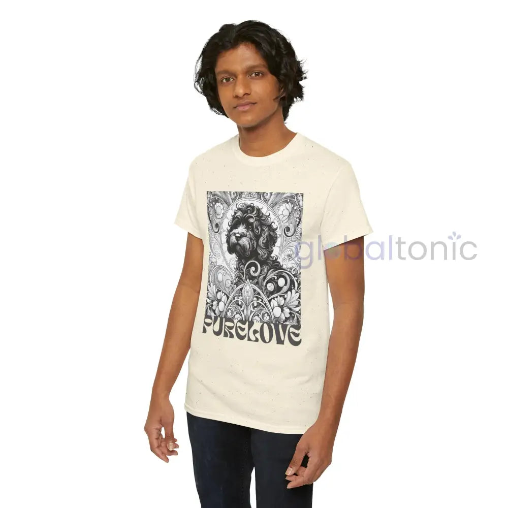 Black Cavapoo (Cavoodle) Vintage Unisex Cotton Tee for Dog Lovers (Black & White) T-Shirt