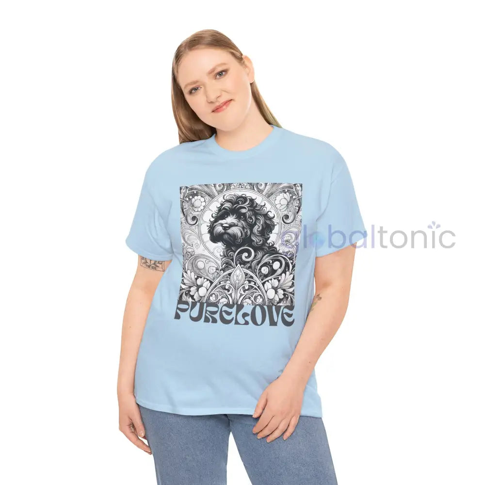 Black Cavapoo (Cavoodle) Vintage Unisex Cotton Tee for Dog Lovers (Black & White) T-Shirt